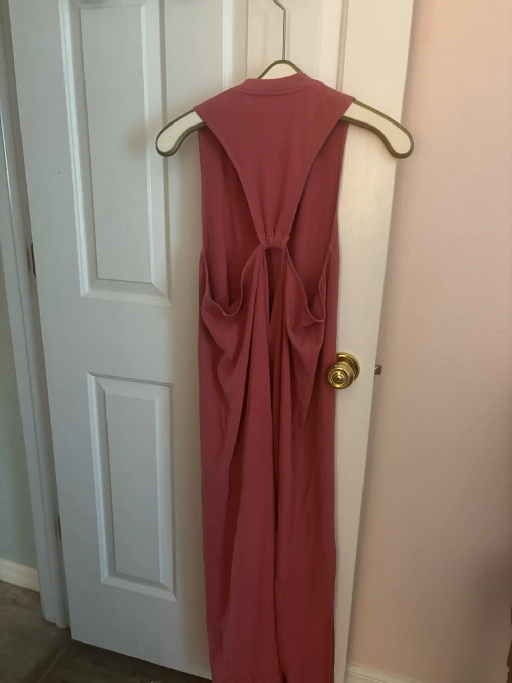 adidas Sleeveless Coral-Pink Maxi Dress with Front Slit - Picture 7 of 8